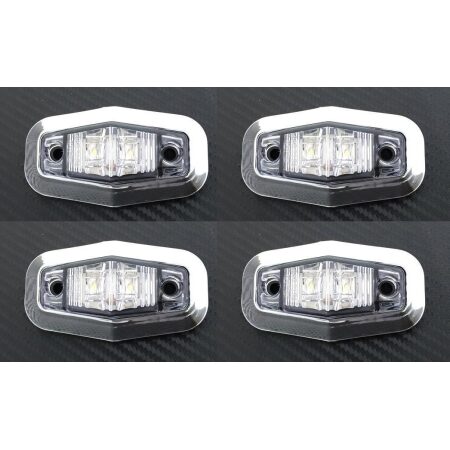 4x White 24V LED Front Side Chrome Bezel Marker Lights for Scania MAN DAF Volvo