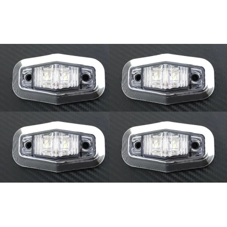 4x White 24V LED Front Side Chrome Bezel Marker Lights for Scania MAN DAF Volvo