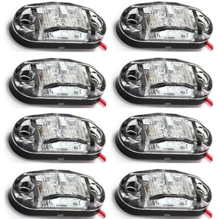 8 pcs 12V LED White Front Marker Lights Clearance Lamps Truck Trailer Lorry Bus