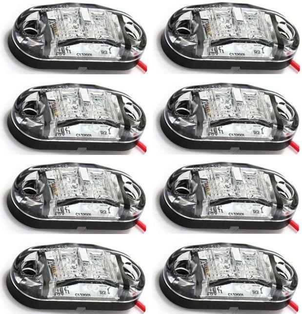 8 pcs 12V LED White Front Marker Lights Clearance Lamps Truck Trailer Lorry Bus