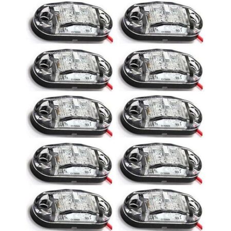 10 pcs LED White Side Marker 24V Lights for Truck Trailer Chassis Lorry Tipper
