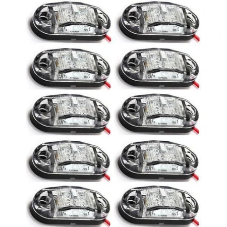 10 pcs LED White Side Marker 24V Lights for Truck Trailer Chassis Lorry Tipper