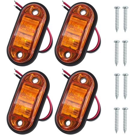 4x 24V LED Orange Side Marker AMBER Lights for Truck Chassis Trailer Camper SUV