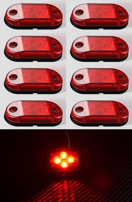 8x 24V Side Rear Tail Marker RED Lights for Scania Volvo Ford DAF MAN Trucks