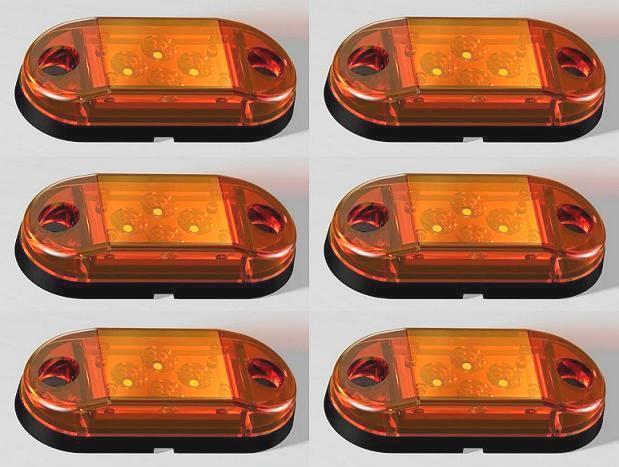 6x 24V LED Orange Amber Rear Side Clearance Marker Lights Truck Trailer Tipper