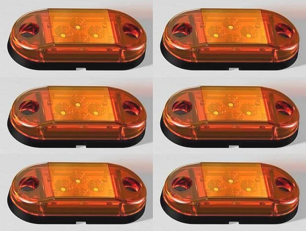 6x 24V LED Orange Amber Rear Side Clearance Marker Lights Truck Trailer Tipper
