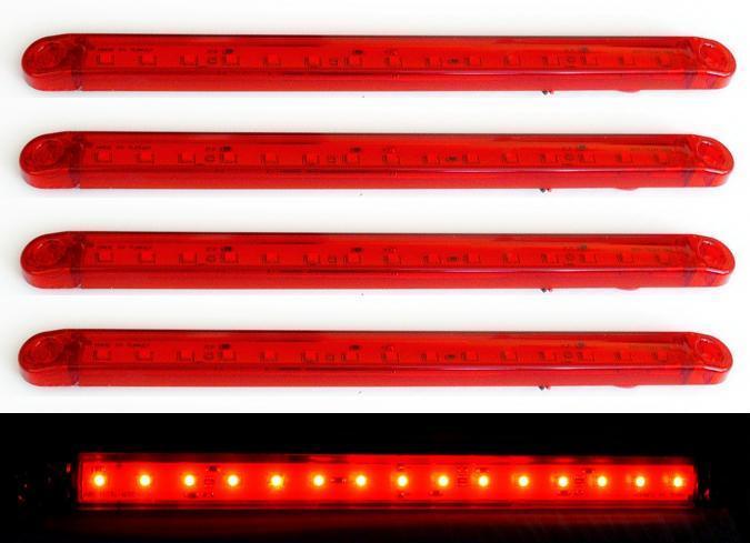 5x Long Rear Side Marker Lights Lamps 12/24V RED LED 230mm Truck Trailer Chassis