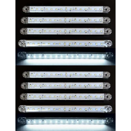 10x 12-24V White Front Side Long 15 LED Marker Lights Caravans Cars Vans Bus