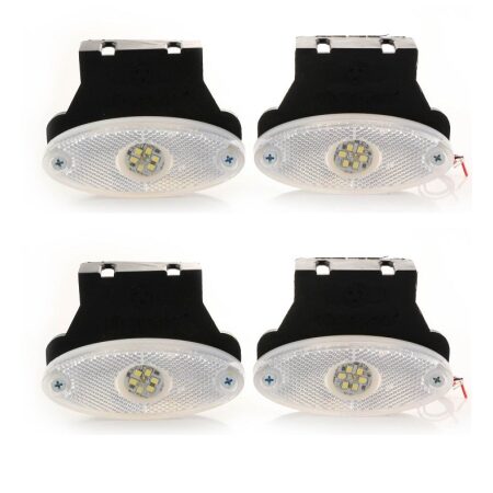 4x 24V LED White Front Side Position Reflective Marker Light Truck Trailer Lorry