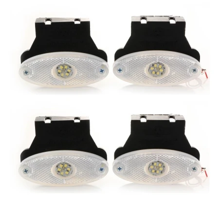 4x 24V LED White Front Side Position Reflective Marker Light Truck Trailer Lorry