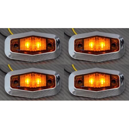 Heksa LED Side Marker 4x Orange Amber Lights Truck Lorry Chassis Bus 24V Chrome