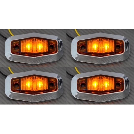 Heksa LED Side Marker 4x Orange Amber Lights Truck Lorry Chassis Bus 24V Chrome