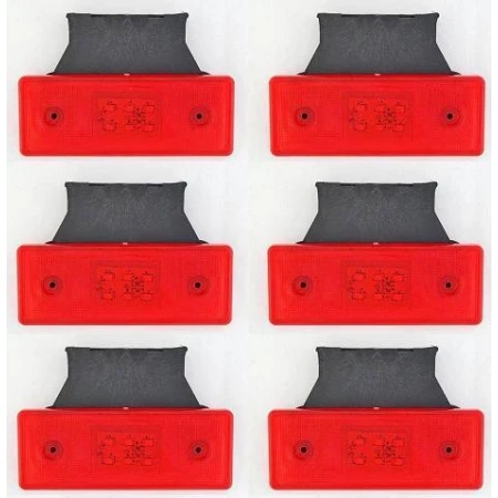 6 x Rear Side Marker RED 6 LEDs Lights with brackets 12V Trailer Truck Chassis
