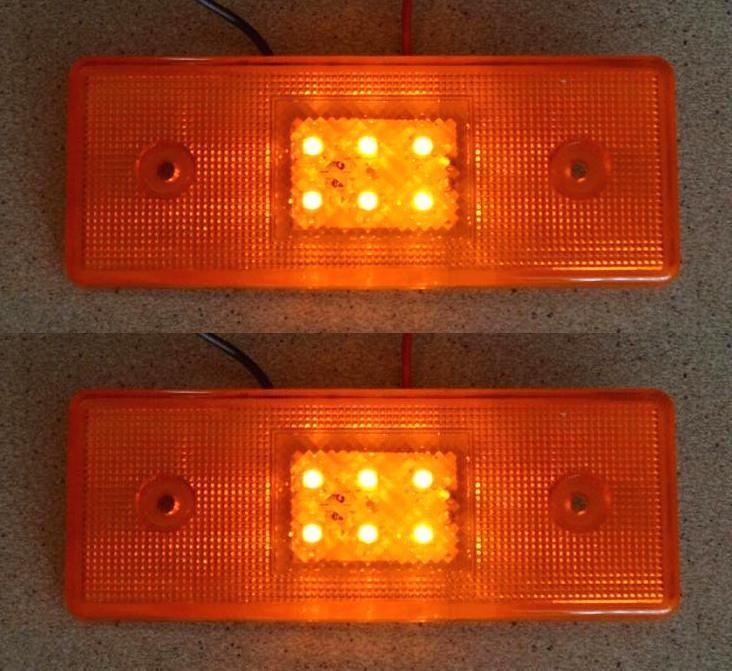 2 pcs 12V Amber Side Marker Lights Lamps Truck Trailer Lorry Chassis Caravan Bus
