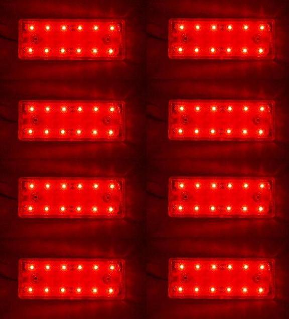 8 pcs 12 SMD LEDs Red Rear Tail Marker Lights 12V for Car Caravan Van Camper Boat Etc.