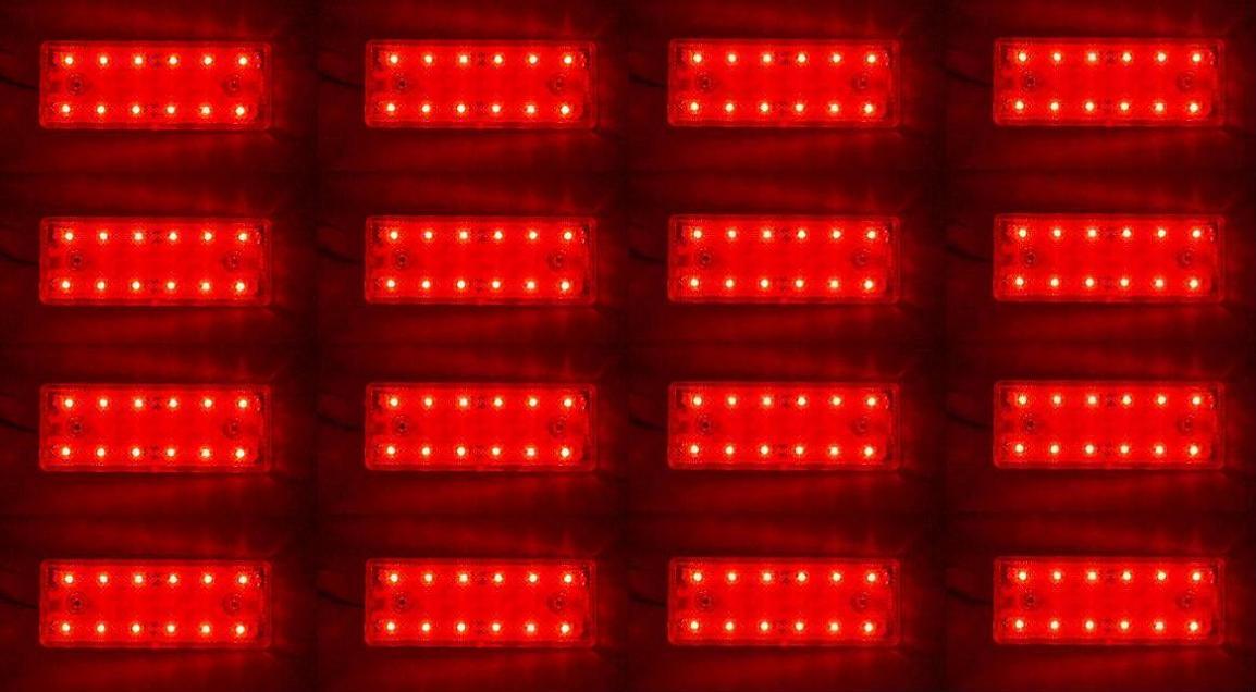 16 x RED REAR SIDE MARKER LIGHTS 12 SMD LEDs CARAVAN TRAILER LORRY TRUCK CHASSIS