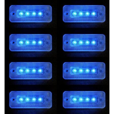 8x  24V 6 LED BLUE Side Marker Indicators Lights Truck Trailer Bus Van Caravan