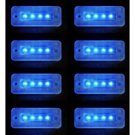 8x  24V 6 LED BLUE Side Marker Indicators Lights Truck Trailer Bus Van Caravan