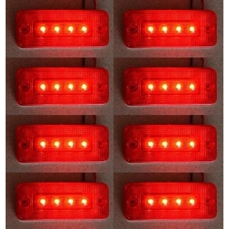 8x Red 12V Rear Side 4 LED Position Marker Lights Car Van ATV Motorhome Camper
