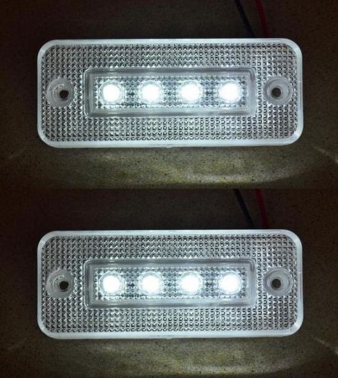 2x 12V WHITE FRONT SIDE OUTLINE MARKER 4 LED LIGHTS TRAILER LORRY TRUCK CARAVAN