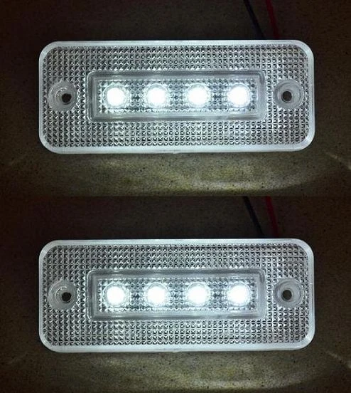 2x 12V WHITE FRONT SIDE OUTLINE MARKER 4 LED LIGHTS TRAILER LORRY TRUCK CARAVAN