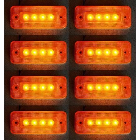 8x 4 LEDs ORANGE REAR SIDE MARKER 24V LIGHTS TRAILER TIPPER LORRY TRUCK PICKUP