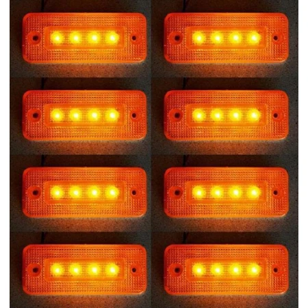 8x 4 LEDs ORANGE REAR SIDE MARKER 24V LIGHTS TRAILER TIPPER LORRY TRUCK PICKUP