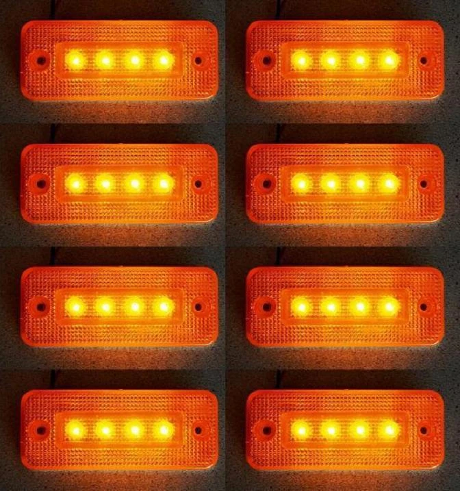 8x 4 LEDs ORANGE REAR SIDE MARKER 24V LIGHTS TRAILER TIPPER LORRY TRUCK PICKUP