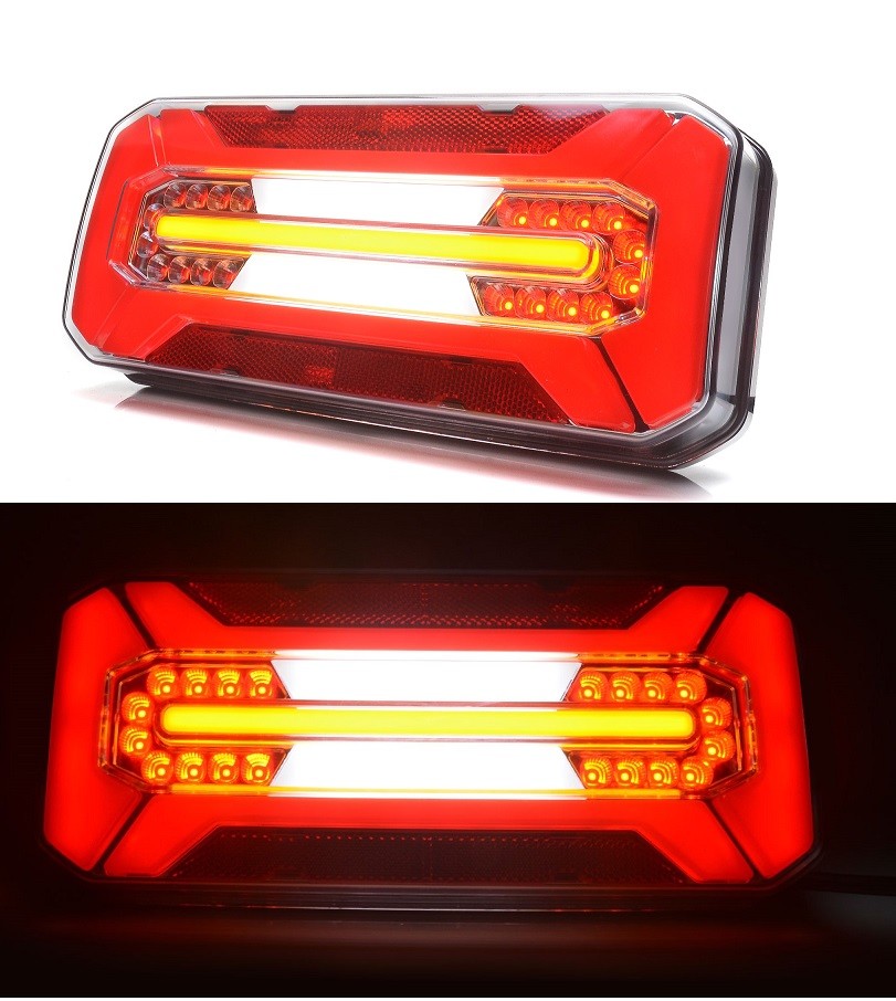 LED Rear Tail Neon Lights 12-24V Multi-Function Truck Trailer Chassis Lamps with Brake, Indicator & Fog