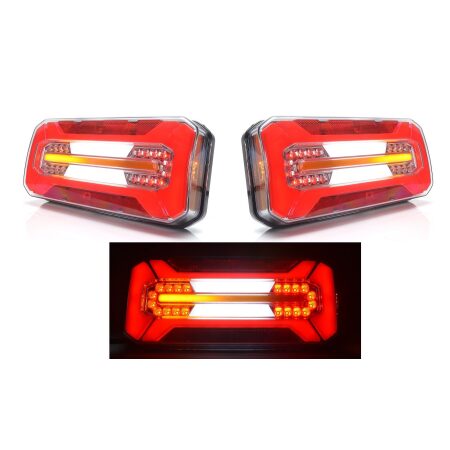 2 pcs LED Rear Tail Lights 12V–24V Multifunction Tail Lamps Pair, Dynamic Indicators, E-Marked, IP68