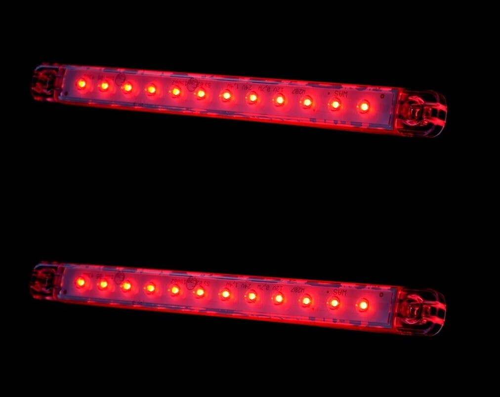2 x Rear Stop 12 LED Lights Car Cab Camper Lorry Bus Chassis 12/24V 238mm E20