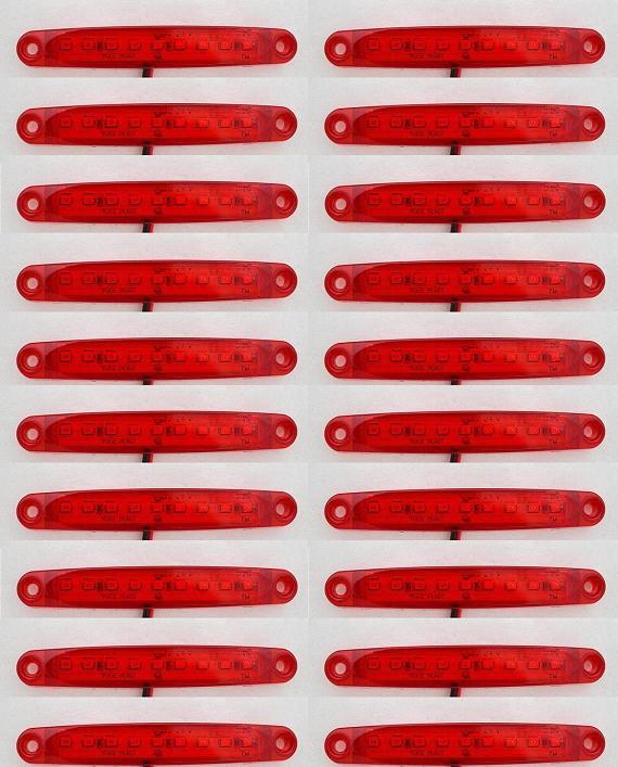 20x 9 LED Red Rear 24V Side Marker Lights for Truck Trailer VOLVO SCANIA DAF MAN