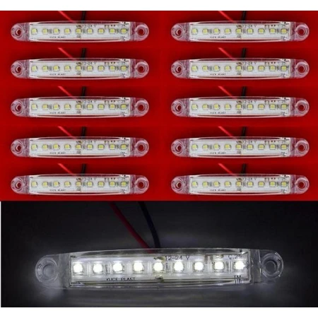 10x 9 LEDs WHITE 24V Front Marker Light for Truck Lorry Tipper Chassis Trailer