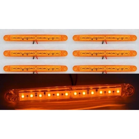 6 pcs 24V LED Amber Orange Rear Side Marker Lights for Scania Volvo Iveco trucks