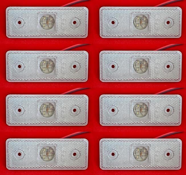 8 x 24V LED Front White Side Marker Lights Heavy and Light Goods Vehicles