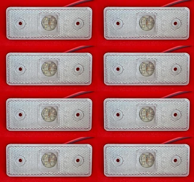 8 x 24V LED Front White Side Marker Lights Heavy and Light Goods Vehicles