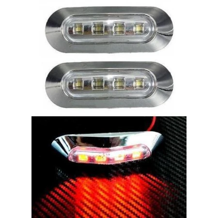 2x LED 12V Rear RED Chrome Marker Lights Truck LKW Trailer Bus Lorry Camper Van