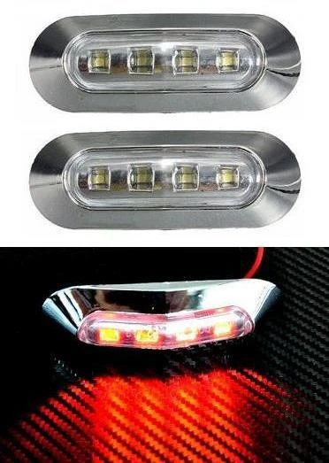 2x LED 12V Rear RED Chrome Marker Lights Truck LKW Trailer Bus Lorry Camper Van