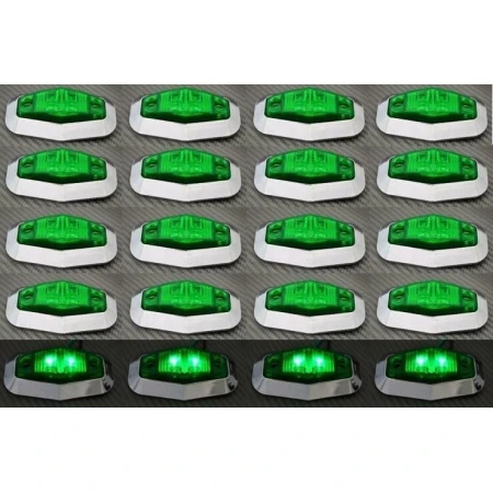 20 pcs LED 24V Green Side Marker Lights new