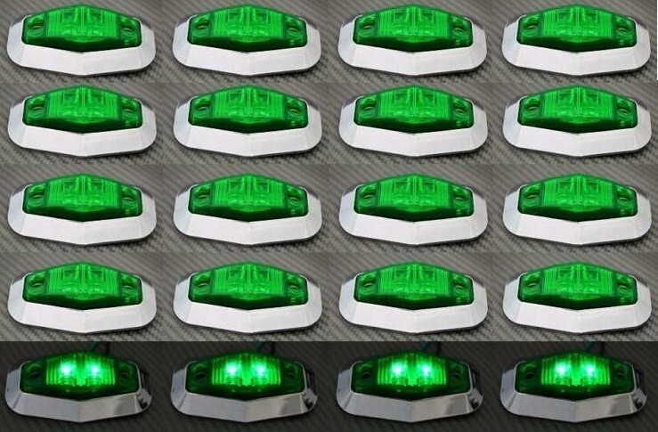 20 pcs LED 24V Green Side Marker Lights new