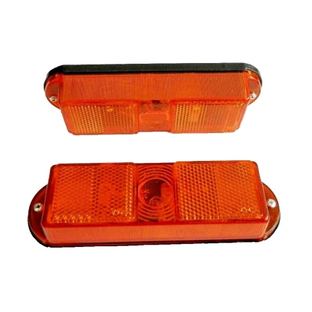 2x 12-24V Amber Orange Long Side Marker Lights w/ Reflector Truck Trailer Lorry