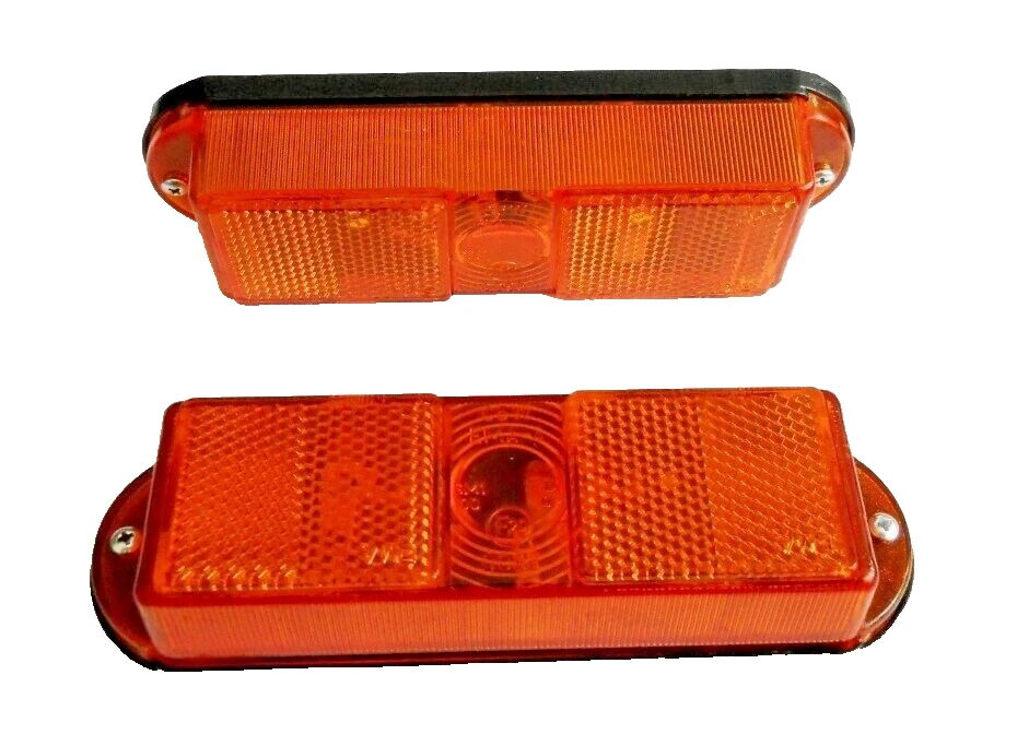 2x 12-24V Amber Orange Long Side Marker Lights w/ Reflector Truck Trailer Lorry