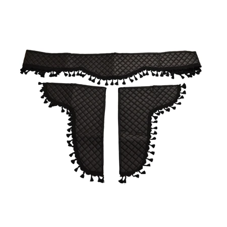 Set of Black Eco Leather Curtains with Black Tassels for MAN TGX TGA TGL TGS