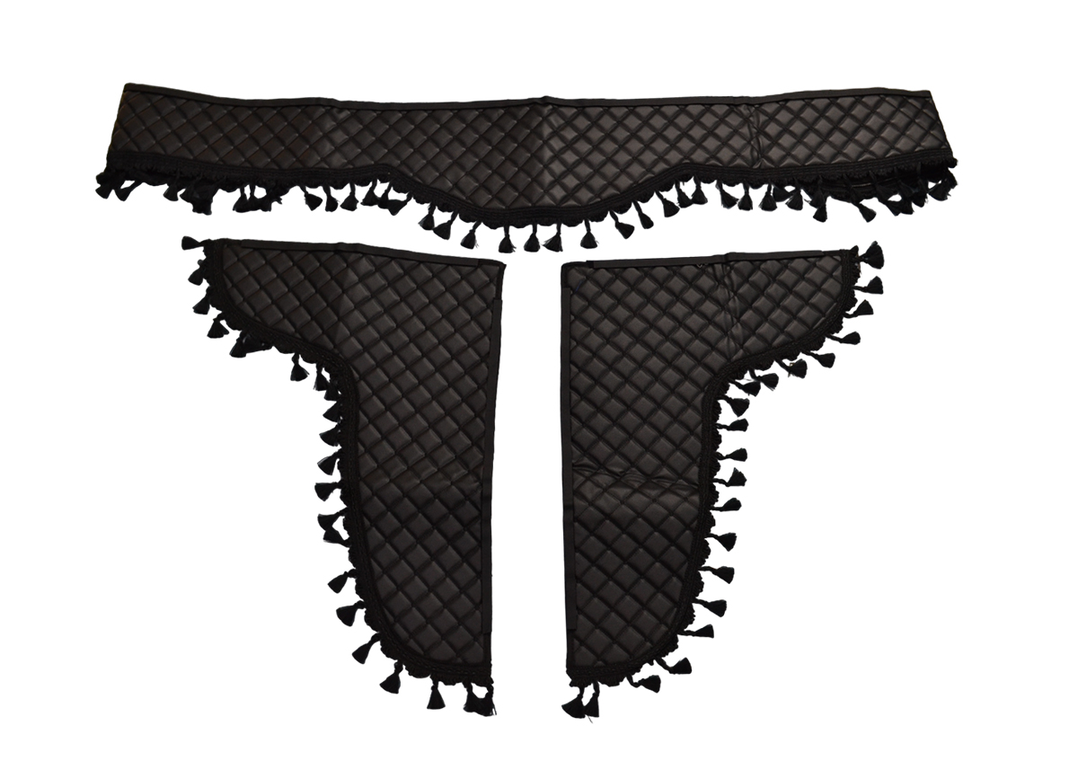 Set of Eco Leather Curtains with Black Tassels Universal for all Trucks, Lorries, Tipper