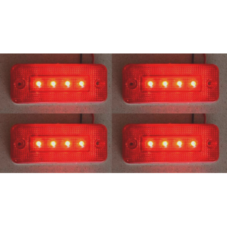 4x 24V Red Lamps LED Rear Marker Rectangle Light for Truck Lorry Chassis Bus Van