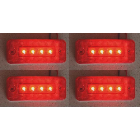 4x 24V Red Lamps LED Rear Marker Rectangle Light for Truck Lorry Chassis Bus Van