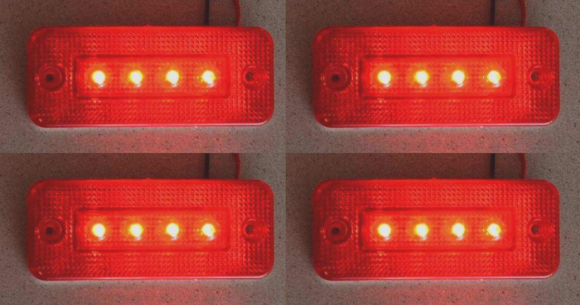 4x 24V Red Lamps LED Rear Marker Rectangle Light for Truck Lorry Chassis Bus Van