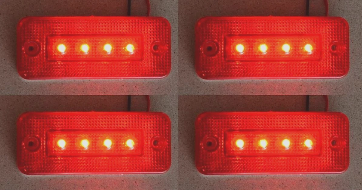 4x 24V Red Lamps LED Rear Marker Rectangle Light for Truck Lorry Chassis Bus Van