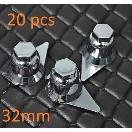 20x 32mm Chrome Plastic Wheel Nut Bolt ADR Caps Indicators Truck Trailer Lorry