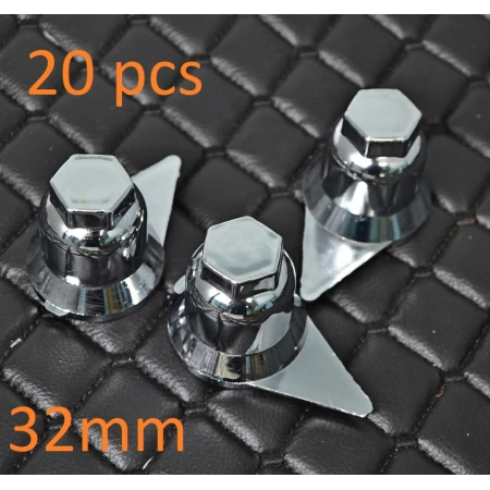 20x 32mm Chrome Plastic Wheel Nut Bolt ADR Caps Indicators Truck Trailer Lorry